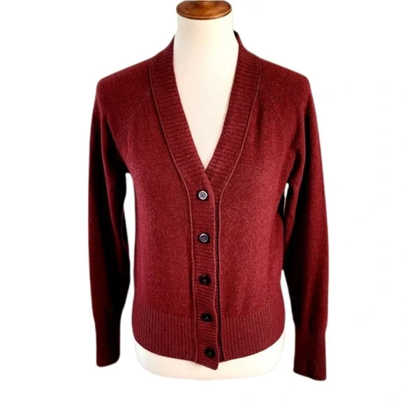 Everlane Cashmere Wool Blend Brown Clay Long Sleeve Button Front Cardigan Small - Picture 4 of 9